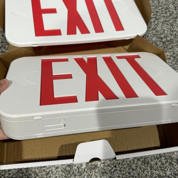 MaxLite 14101486 Lighting LED Exit Sign EX-RW Thermoplastic White w/ Red Letters - Picture 5 of 5